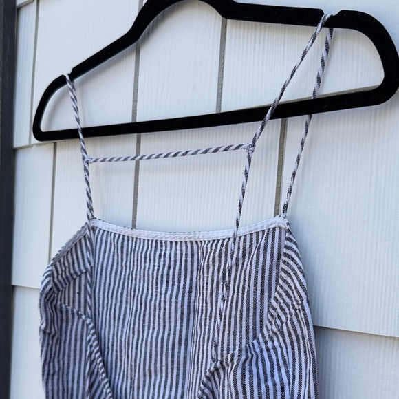 Reformation Aubree Blue and White Linen Striped Mini Dress - Picture 4 of 6